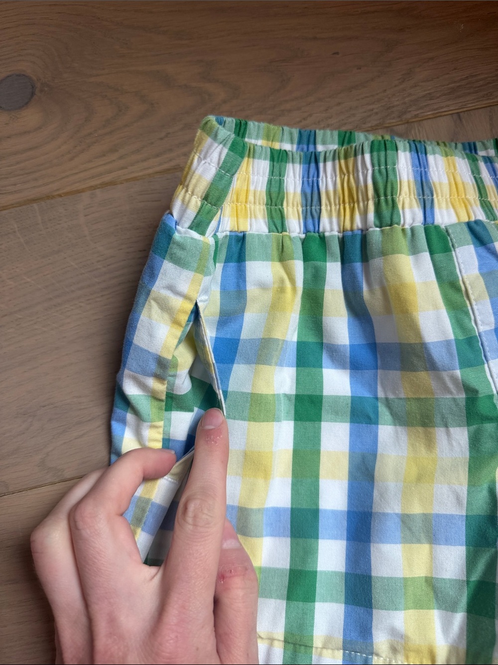 The Beaufort Bonnet Company Gingham Shorts in Green Blue Yellow - Picture 5 of 5
